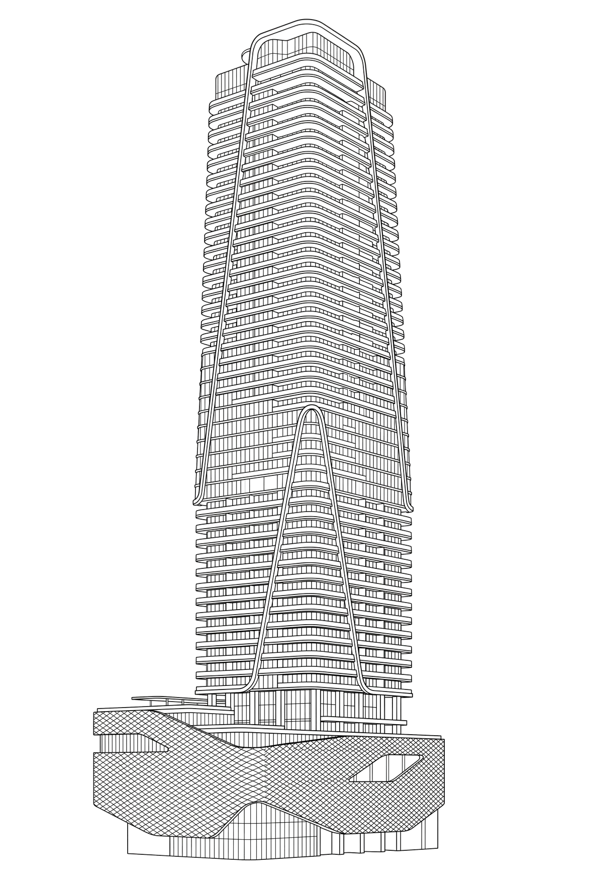 Sectional drawing of the tower