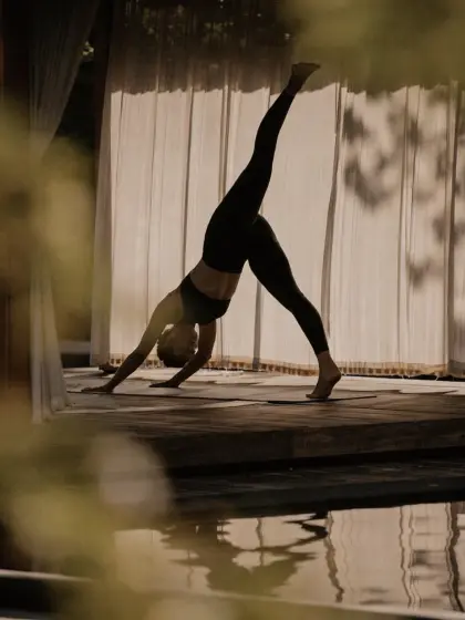 Morning yoga by the water