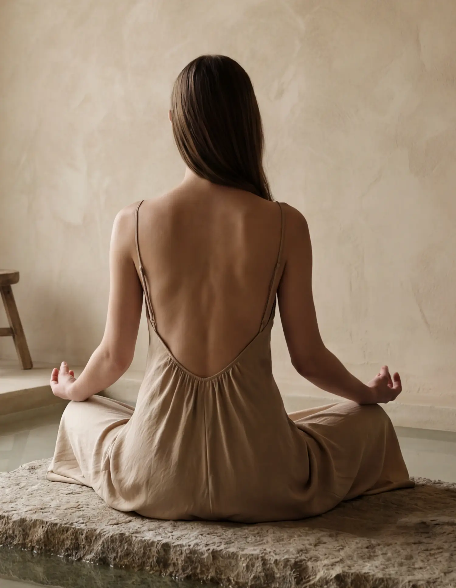 Woman meditating in a sunlit room