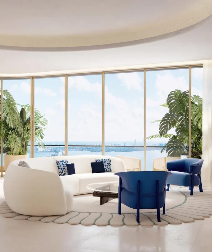 Living room overlooking the bay